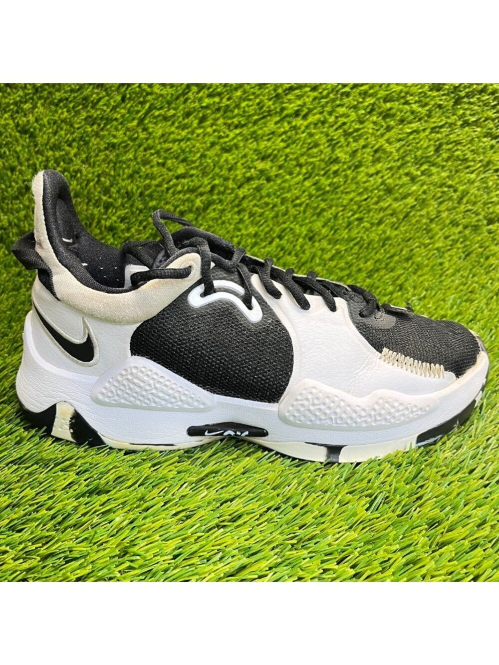 Nike PG 5 Team Mens Size 7.5 White Black Athletic Basketball Shoes Sneakers